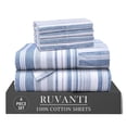 thumbnail image 1 of RUVANTI 6 Pcs Cotton Sheets - 100% Natural Cotton Soft, LightWeight & Breathable Crispy Percale Bed Sheets, California King Sheet Sets 16" Deep Pockets, Naval Blue, 1 of 8
