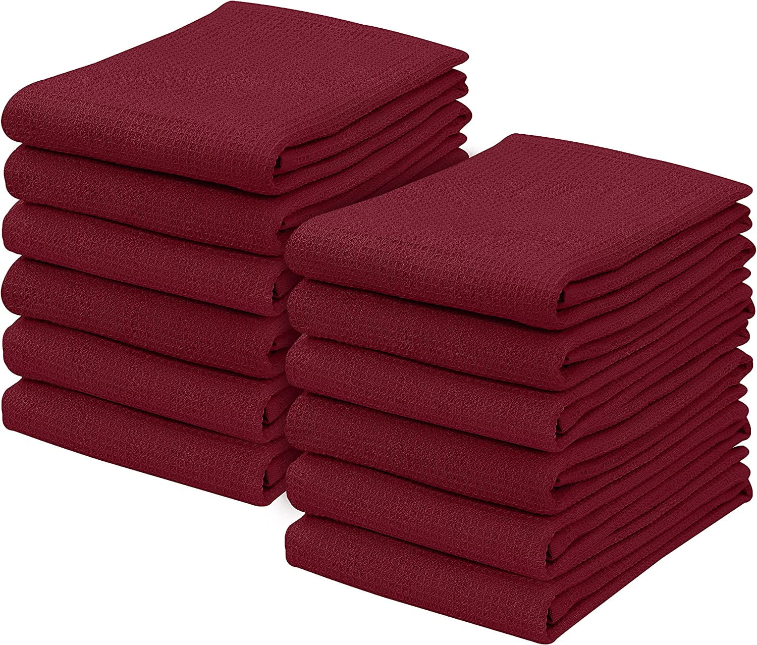 Howarmer Brick Red Kitchen Dish Towels, 100% Cotton Dish Cloths for Washing Dishes, Super Soft and Absorbent Waffle Weave Dish Rags, 6 Pack, Size: 12×