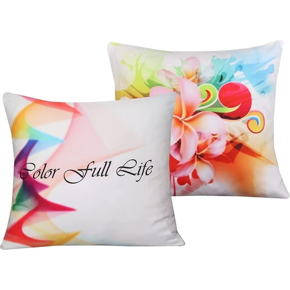 Ruvanti 2 Pack 100% Cotton Fabric Throw Pillows, 20x20 Soft Cozy Square Decorative Pillows for Sofa, Couch Pillows, Bed, Living Room Luxury Cushion Covers Including Insert Red, Green Abstract Floral