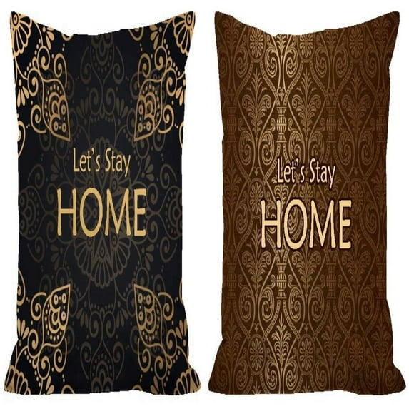 Ruvanti 2 Pack 100% Cotton Fabric Throw Pillows Cover, 20x20 Soft, Bed, Living Room Cushion Covers Only; Black and Brown