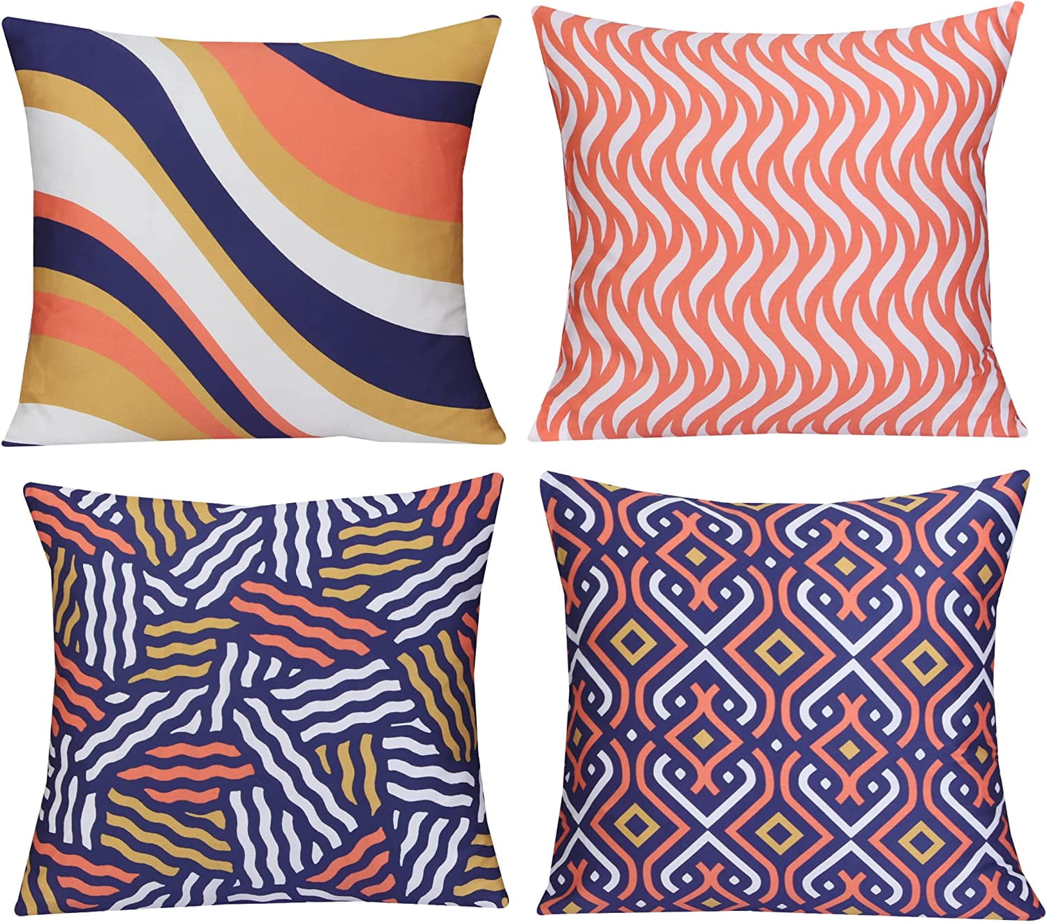 Ruvanti 4 Pack 100% Cotton Fabric Throw Pillows, 16x16 Soft, Cozy ...