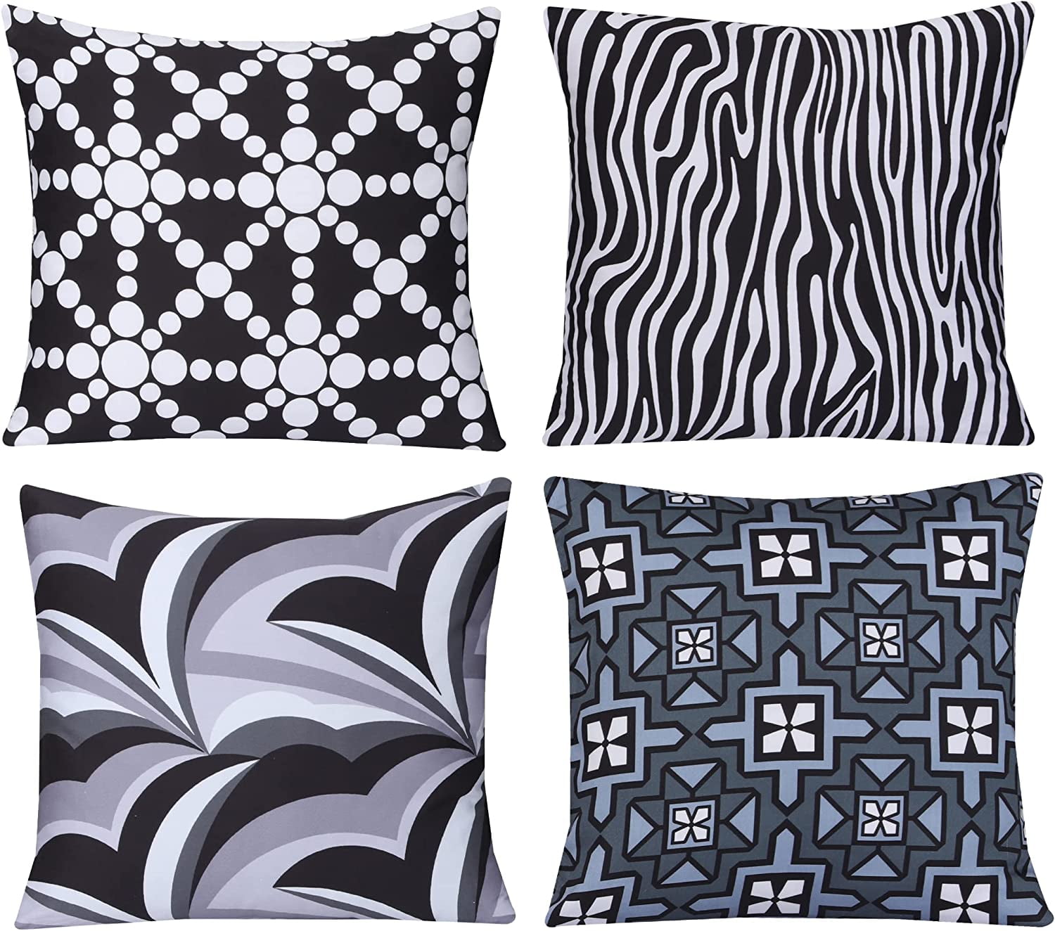 Ruvanti 4 Pack 100% Cotton Fabric Throw Pillows, 16x16 Soft, Cozy ...