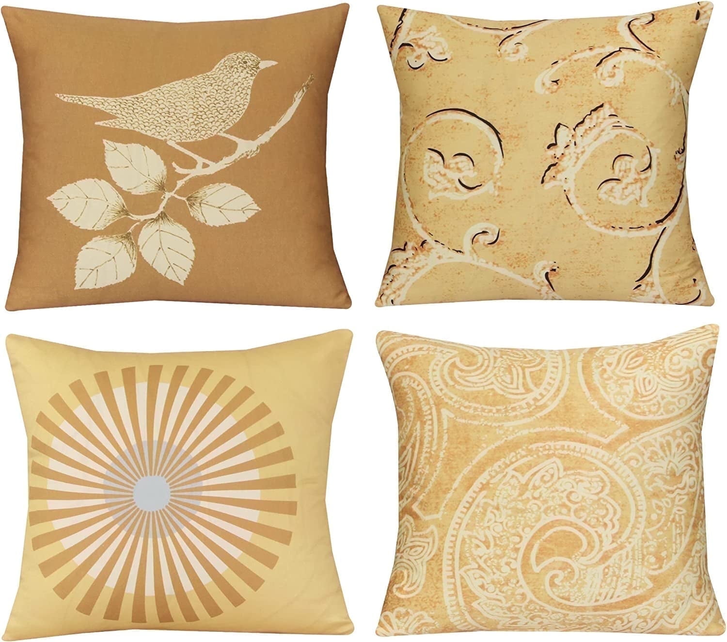Ruvanti - 4 Pack 100% Cotton Fabric Throw Pillows, 18x18 Soft, Cozy ...