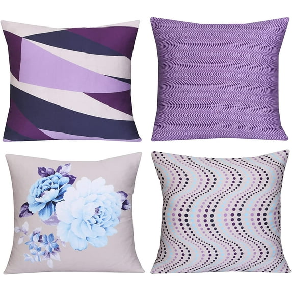 Ruvanti 4 Pack 100% Cotton Fabric Throw Pillows, 20x20 Soft, Cozy Square Decorative Pillows for Sofa, Couch Pillows, Bed, Living Room Luxury Cushion Covers Including Insert; Golden Floral