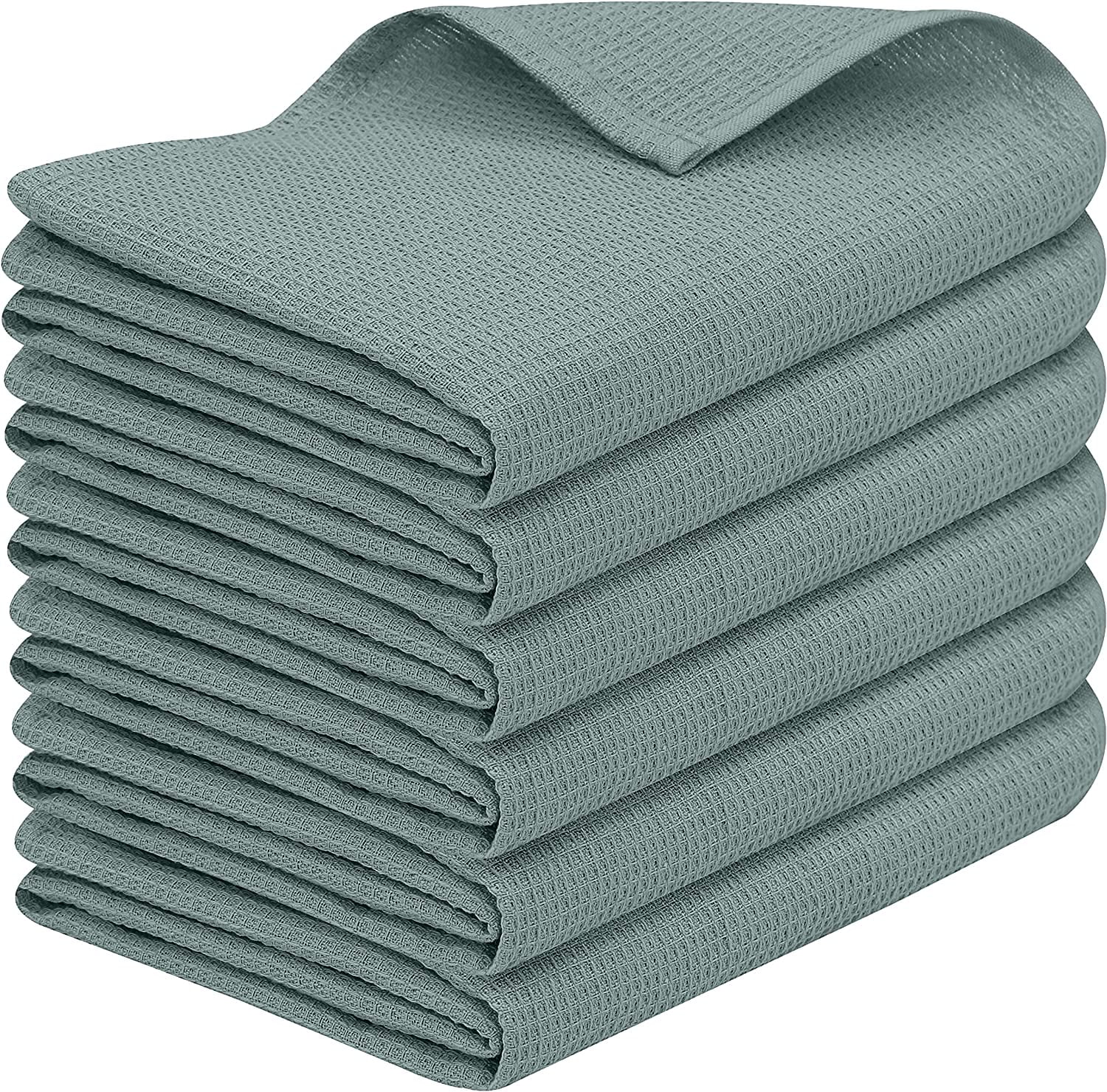 Smiry 100% Cotton Waffle Weave Kitchen Dish Towels, Ultra Soft Absorbent  Quick Drying Cleaning Towel, 13x28 Inches, 4-Pack, Light Grey 