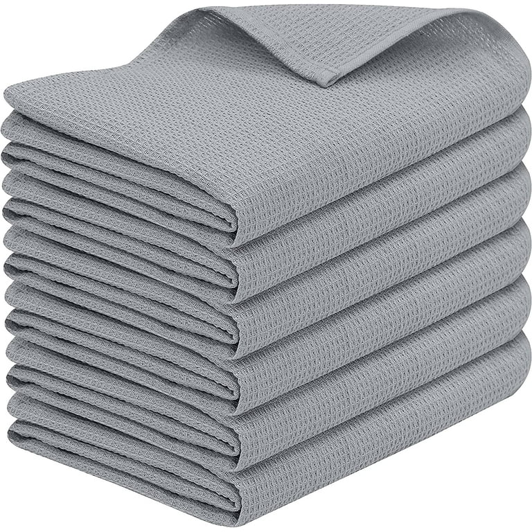 Ruvanti 12 Pack 100% Cotton 15x29 inch Kitchen Towels, Dish Towels for Kitchen, Soft, Washable, Super Absorbent Waffle Weave Tea Towels Linen