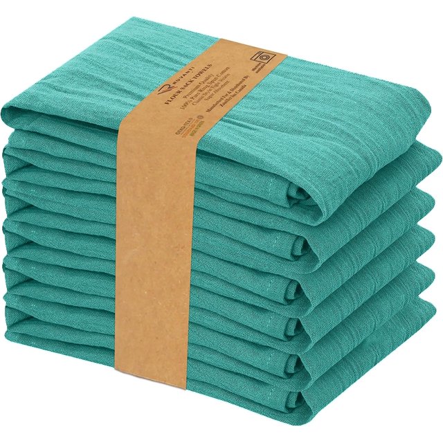 Ruvanti 6 Pack Flour Sack Towels 28x28 inch, 100 Ring Spun Cotton Tea