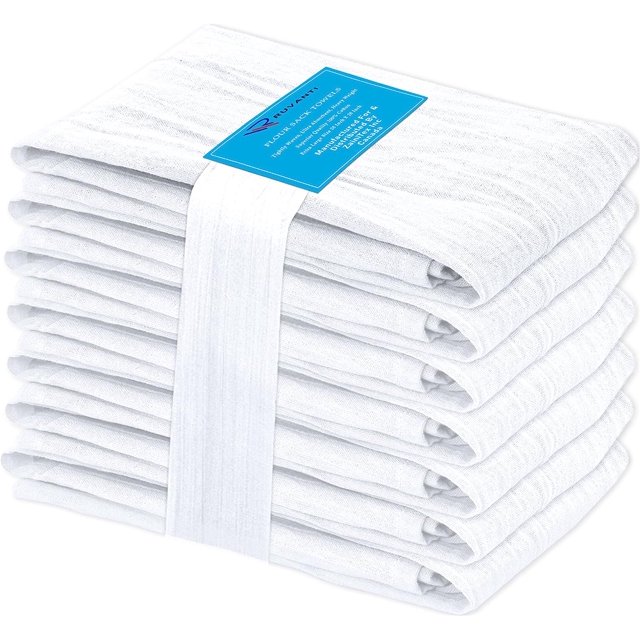 Ruvanti 6 Pack Flour Sack Towels 28x28 inch, 100 Ring Spun Cotton Tea