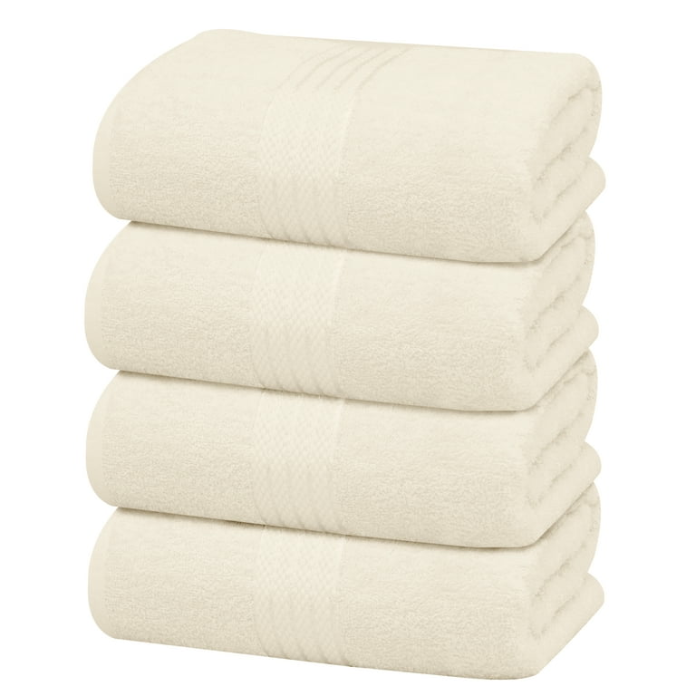 Ruvanti Bath Towels 4 Pcs (27x54 inch, Cream) 100% Cotton Extra