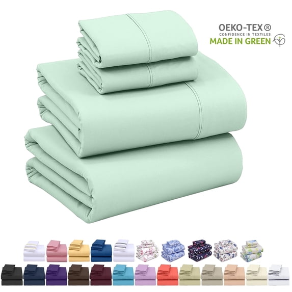 Ruvanti California King Sheet Sets - Luxurious Silky Soft Microfiber Bedding - Cozy & Comfy - 15 Inch Deep Pocket (Fits up to 17") Hotel Bed Sheets - 4 Pcs - Mint