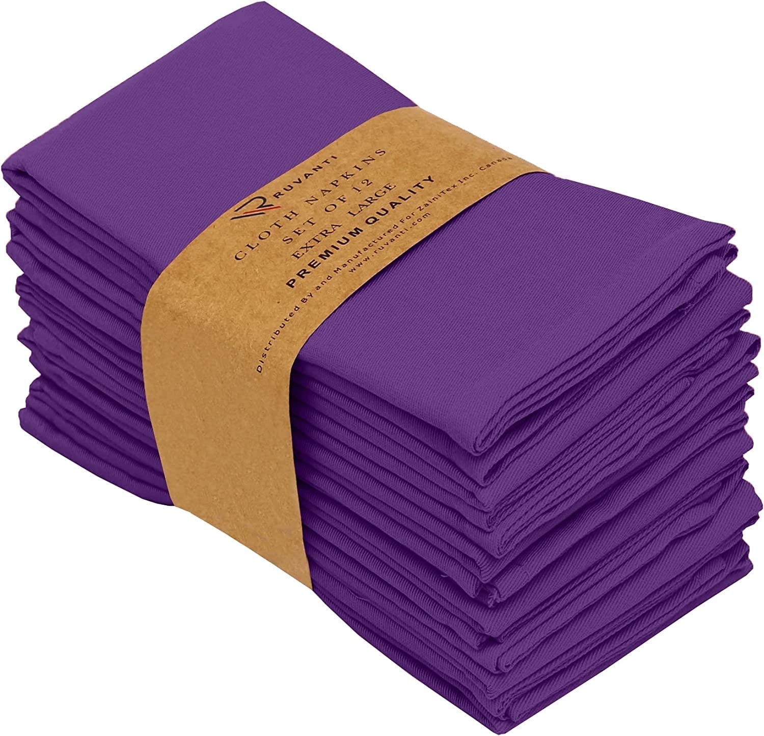 Purple Cotton Blend 18x18 Cloth Napkins Set of 12