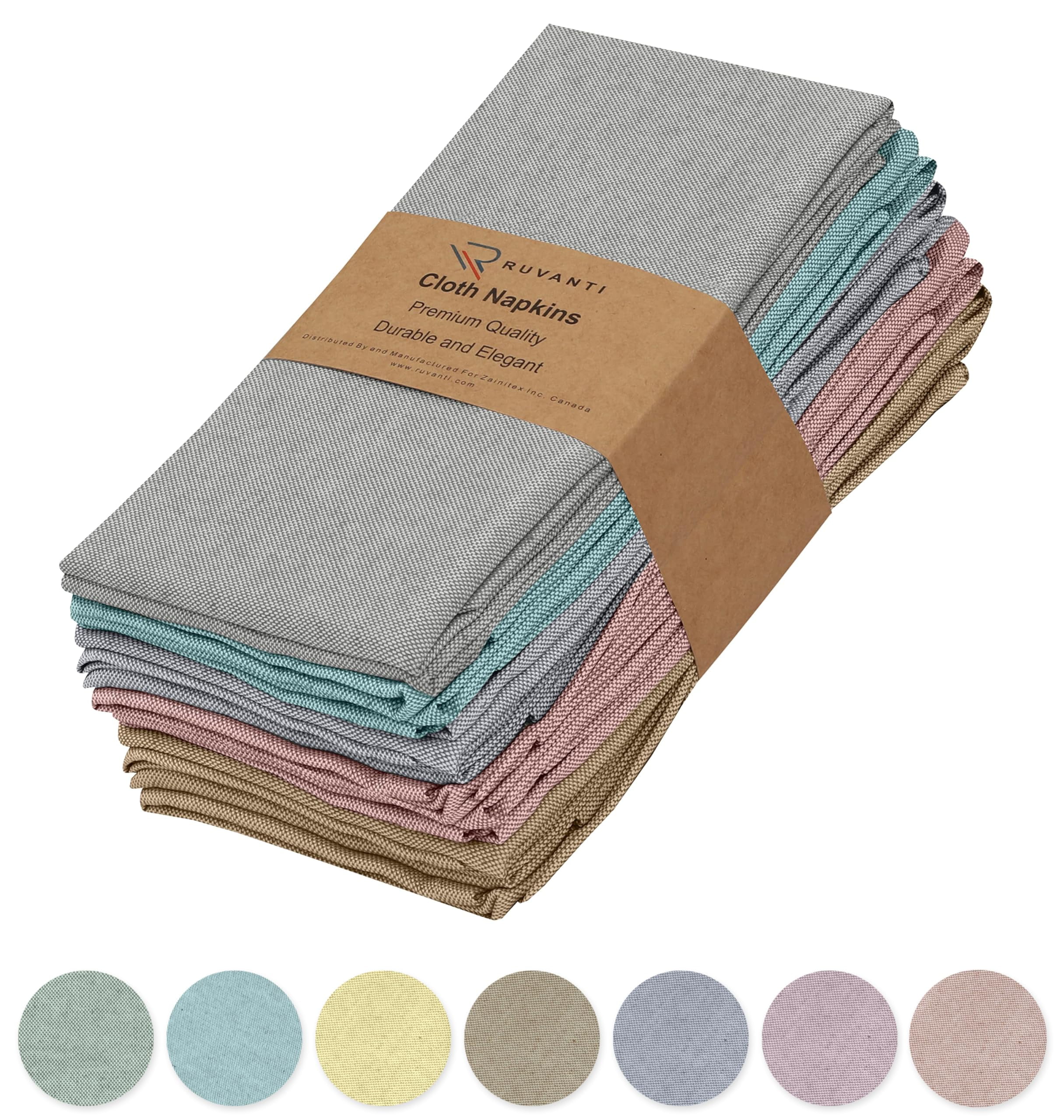 Multicolor Chambray Poly Cotton Square Cloth Napkins, Set of 12