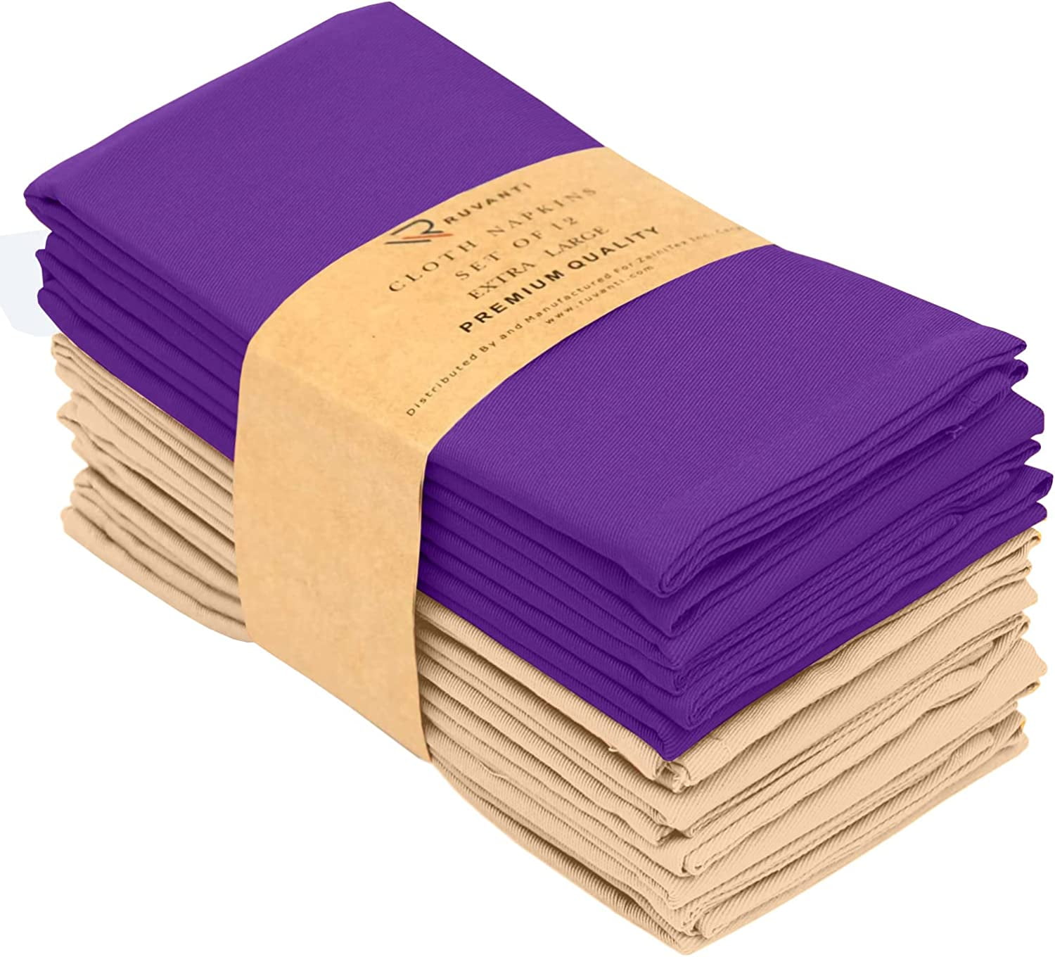 Ruvanti Cloth Napkins Set of 12, 18x18 Napkins Cloth Washable, Soft