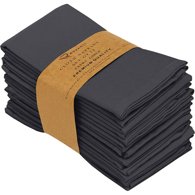  Ruvanti Cloth Napkins set of 12, 18x18 Inches Napkins Cloth  Washable, Soft, Durable, Absorbent, Cotton Blend. Table Dinner Napkins Cloth  for Hotel, Lunch, Restaurant, Weddings, Events, Parties - Black : Home
