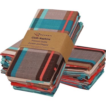 Ruvanti 18x18 Cloth Napkin Set – 100% Cotton, Soft & Absorbent, Reusable – Choose 6, 12, Or 24