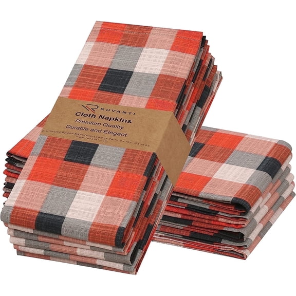 Ruvanti Cloth Napkins Set of 12 Cotton 100%, 18x18 inches Napkins Cloth Washable, Soft, Absorbent. Cotton Napkins for Parties, Christmas, Thanksgiving, Weddings, Dinner Napkins Cloth - Play Box
