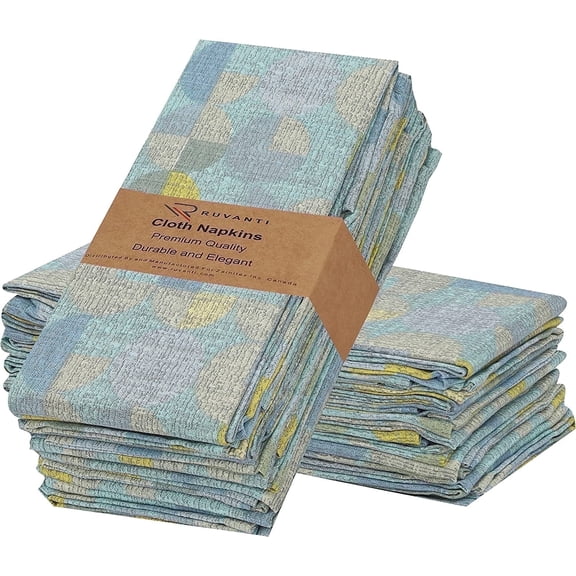 Ruvanti Cloth Napkins Set of 12 Cotton 100%, 18x18 inches Napkins Cloth Washable, Soft, Absorbent. Cotton Napkins for Parties, Christmas, Thanksgiving, Weddings, Dinner Napkins Cloth - Quarterly