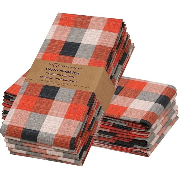 Ruvanti Cloth Napkins Set of 12 Cotton 100%, 18x18 inches Napkins Cloth Washable, Soft, Absorbent. Cotton Napkins for Parties, Christmas, Thanksgiving, Weddings, Dinner Napkins Cloth - Play Box