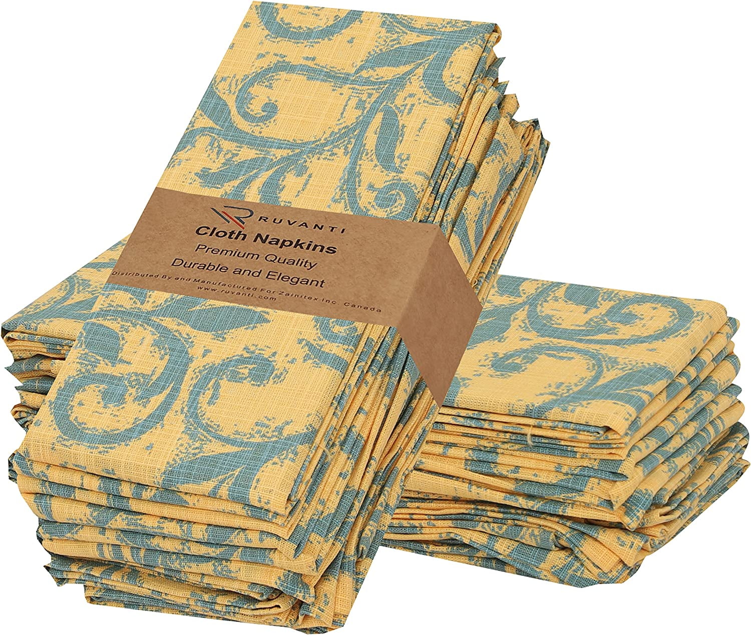 Ruvanti Cloth Napkins Set of 12 Cotton 100, 18x18 inches Napkins Cloth
