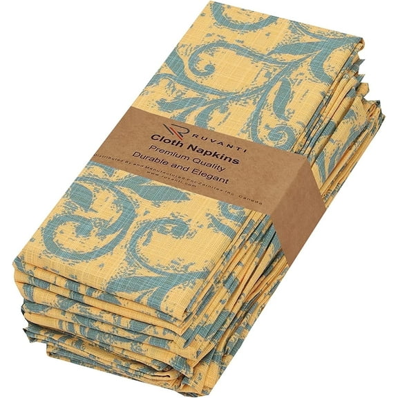 Ruvanti Cloth Napkins Set of 6 Cotton 100%, 18x18 inches Napkins Cloth Washable, Soft, Absorbent. Cotton Napkins for Parties, Christmas, Thanksgiving, Weddings, Dinner Napkins Cloth - Vine Spirals