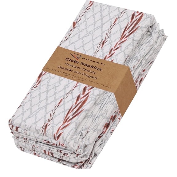 Ruvanti Cloth Napkins Set of 6 Cotton 100%, 18x18 inches Napkins Cloth Washable, Soft, Absorbent. Cotton Napkins for Parties, Christmas, Thanksgiving, Weddings, Dinner Napkins Cloth - Wheatable