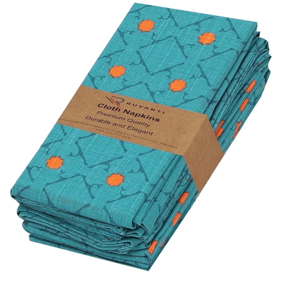 Ruvanti Cloth Napkins Set of 6 Cotton 100%, 18x18 inches Napkins Cloth Washable, Soft, Absorbent. Cotton Napkins for Parties, Christmas, Thanksgiving, Weddings, Dinner Napkins Cloth - Combo