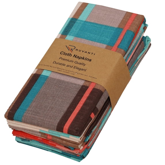 Ruvanti Cloth Napkins Set of 6 Cotton 100%, 18x18 inches Napkins Cloth Washable, Soft, Absorbent. Cotton Napkins for Parties, Christmas, Thanksgiving, Weddings, Dinner Napkins Cloth - Likely