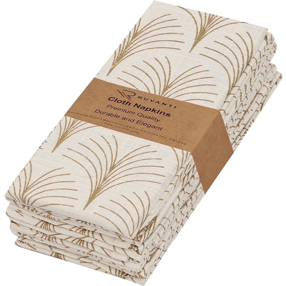 Ruvanti Cloth Napkins Set of 6 Cotton 100%, 18x18 inches Napkins Cloth Washable, Soft, Absorbent. Cotton Napkins for Parties, Christmas, Thanksgiving, Weddings, Dinner Napkins Cloth - Luminous