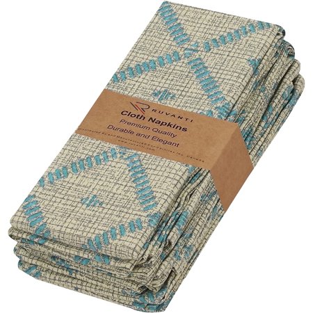Ruvanti Cloth Napkins Set of 6 Cotton 100%, 18x18 inches Napkins Cloth Washable, Soft, Absorbent. Cotton Napkins for Parties, Christmas, Thanksgiving, Weddings, Dinner Napkins Cloth - Linear
