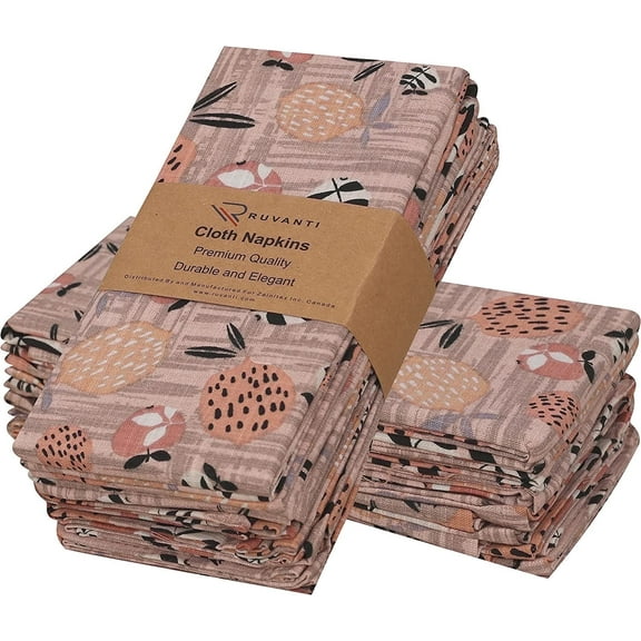 Ruvanti Cloth Napkins Set of 6 Cotton 100%, 18x18 inches Napkins Cloth Washable, Soft, Absorbent. Cotton Napkins for Parties, Christmas, Thanksgiving, Weddings, Dinner Napkins Cloth - Dusty Palette