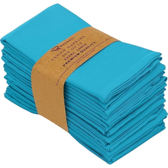Ruvanti Cloth Napkins set of 12, 18x18 Inches Napkins Cloth Washable, Soft, Durable, Absorbent, Cotton Blend. Table Dinner Napkins Cloth for Hotel, Wedding Event, Parties - Sky Blue
