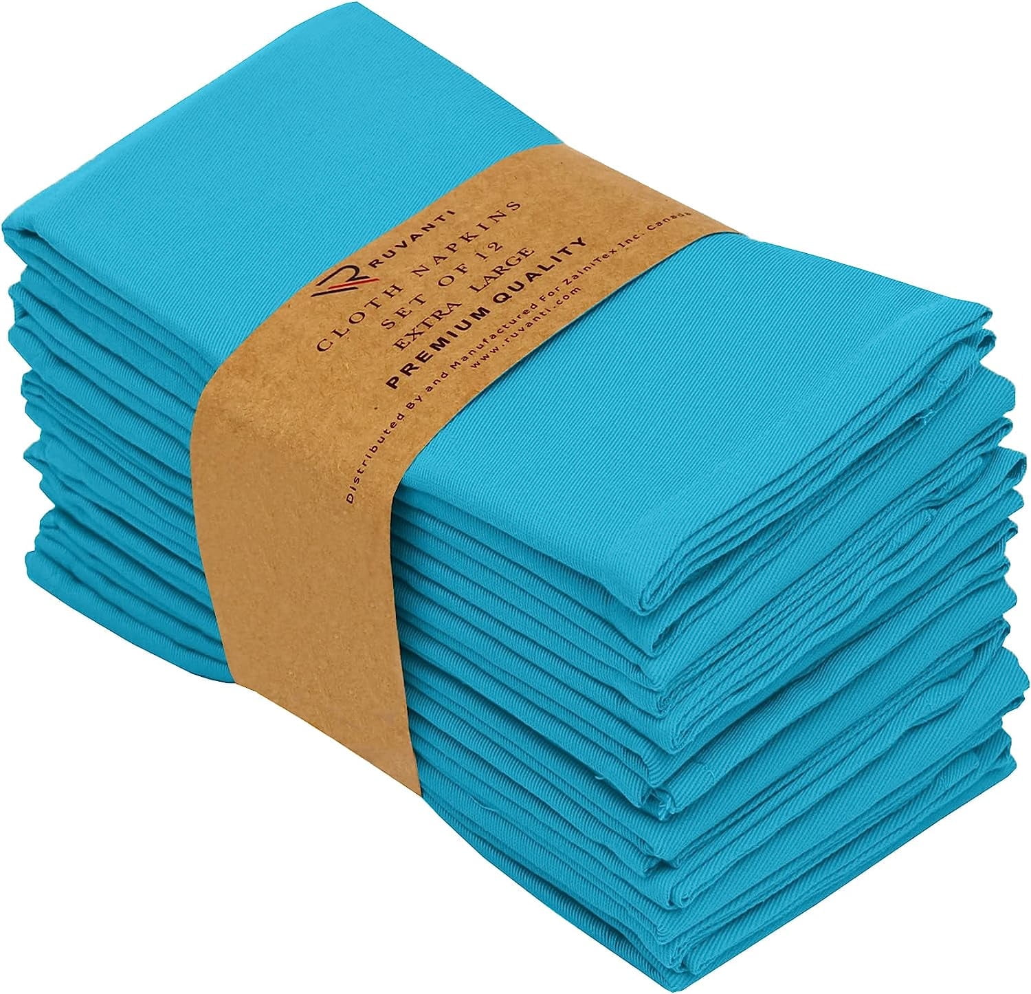 Sky Blue Cotton Blend Soft Absorbent Cloth Napkins, Set of 12