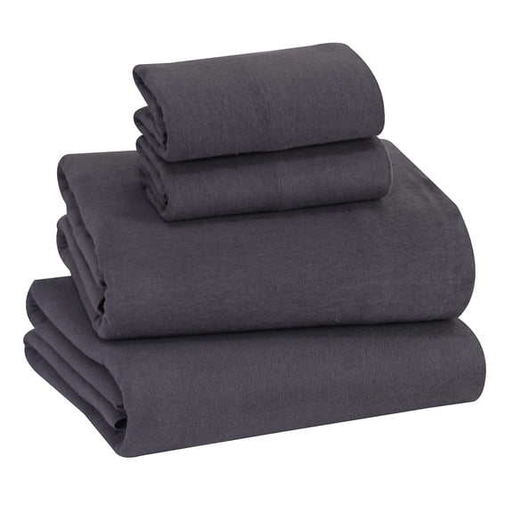 RUVANTI Flannel Sheets Full Size - 100% Cotton Double Brushed Bed Sheets Set, Deep Pockets 16 Inches, All Seasons Breathable & Extra Soft Full Sheets, Warm & Cozy, 4 Piece, Dark Gray
