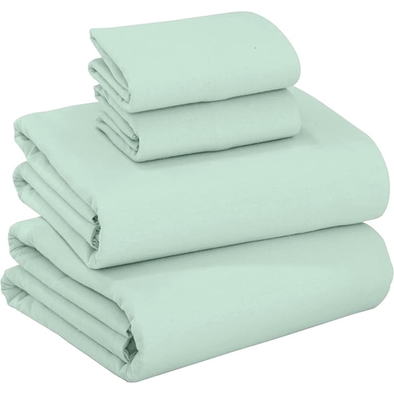Ruvanti Flannel Sheets Full Size - 100% Cotton Brushed Bed Sheet Sets - Deep Pockets 16 inches (Fits up to 18") - All Seasons Breathable & Super Soft - Warm & Cozy - 4 Pcs - Solid Green