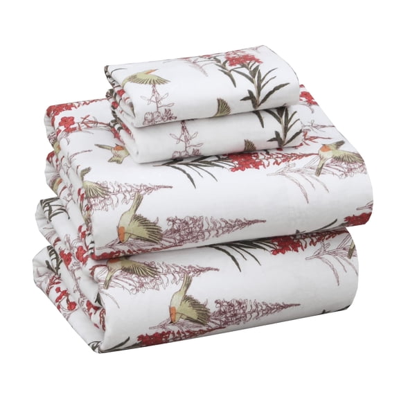 RUVANTI Flannel Sheets Full Size - 100% Cotton Double Brushed Bed Sheets Set, Deep Pockets 16 Inches, All Seasons Breathable & Extra Soft Full Sheets, Warm & Cozy, 4 Piece, Garden Song