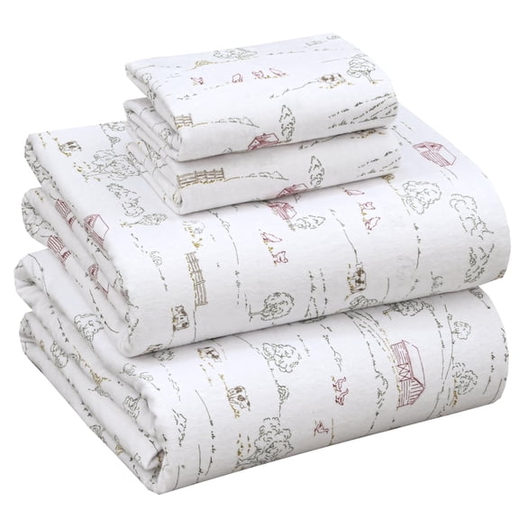 RUVANTI Flannel Sheets Full Size - 100% Cotton Double Brushed Bed Sheets Set, Deep Pockets 16 Inches, All Seasons Breathable & Extra Soft Full Sheets, Warm & Cozy, 4 Piece, Rustic Homestead