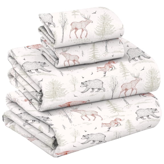 RUVANTI 100% Cotton Flannel Sheets Full 4 Pcs Wildwood Tapestry