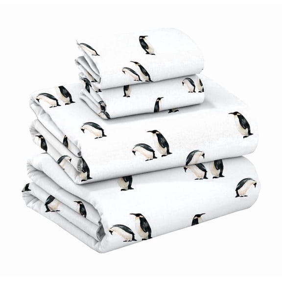 RUVANTI Flannel Sheets King Size - GOTS Certified 100% Organic Cotton, 4 Piece Warm, Soft & Breathable Set, Deep Pocket Snug Fit, Double Brushed Cozy All Season Bedding, Polar Parade