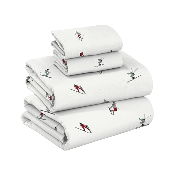 RUVANTI 100% Cotton Flannel Sheets King 4 Pcs Flurry Friends