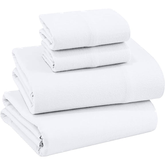 Ruvanti Flannel Sheets King Size - 100% Cotton Brushed Flannel Bed Sheet Sets - Deep Pockets 16 inches - All Seasons Breathable & Super Soft - Warm & Cozy - 4 Pcs - Solid White