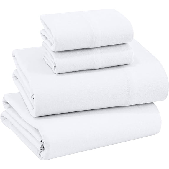 Ruvanti Flannel Sheets King Size - 100% Cotton Brushed Flannel Bed Sheet Sets - Deep Pockets 16 inches (Fits up to 18") - All Seasons Breathable & Super Soft - Warm & Cozy - 4 Pcs - Solid White