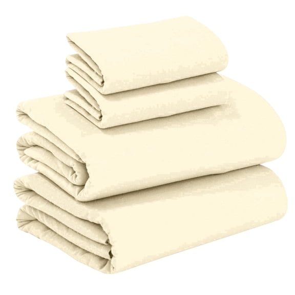 RUVANTI 100% Cotton Flannel Sheets King Size - 4 Piece Warm, Soft & Breathable, Deep Pocket, Double Brushed Cozy All Season Bedding Set, Cream