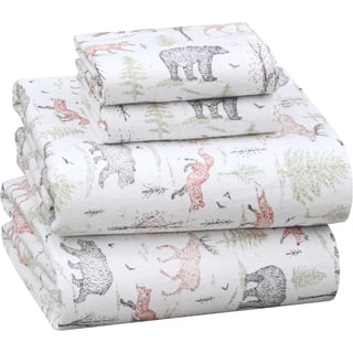 RUVANTI 100% Cotton Flannel Sheet Set, Double Brushed, Ultra Soft, Deep Pocket 16", Warm & Breathable, 4 Piece Bedding Set, King Size, Wildwood Tapestry