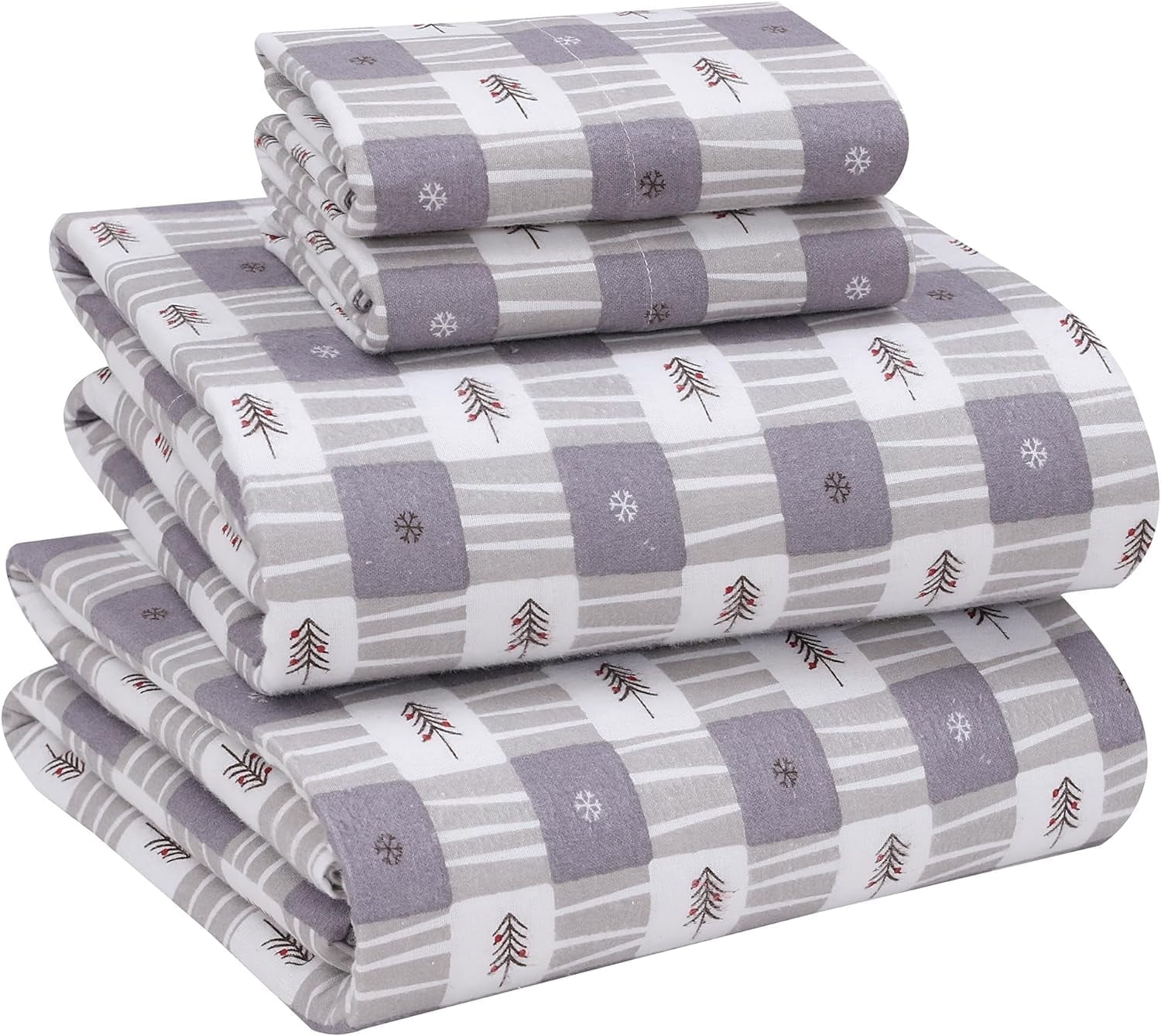 "Ruvanti Queen Size Flannel Sheet Set 100 Cotton, Deep Pockets 16