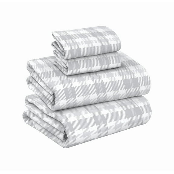 RUVANTI Flannel Sheets Queen Size - 100% Cotton Double Brushed Bed Sheets, Deep Pockets 16 Inches Queen Sheet Set, All Seasons Breathable & Extra Soft - Warm & Cozy, 4 Piece, Timeless Tartan