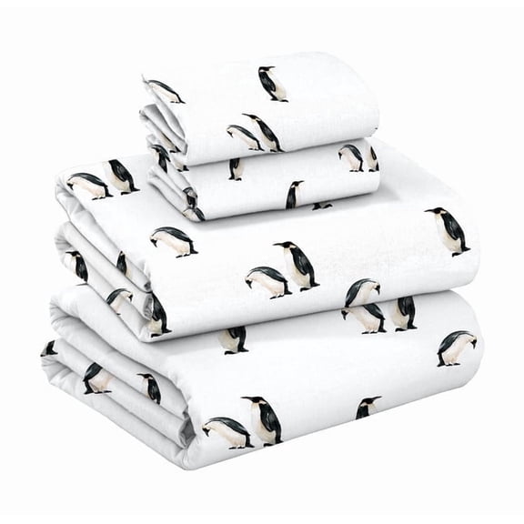 RUVANTI Flannel Sheets Queen Size - GOTS Certified 100% Organic Cotton, 4 Piece Warm, Soft & Breathable Set, Deep Pocket Snug Fit, Double Brushed Cozy All Season Bedding, Polar Parade