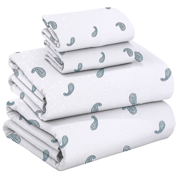RUVANTI Flannel Sheets Queen Size - 100% Cotton Brushed Flannel Bed Sheet Sets - Deep Pockets 16 Inches (fits up to 18") - All Seasons Breathable & Super Soft - Warm & Cozy - 4 Pcs - Folk Tales