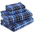 thumbnail image 1 of RUVANTI Flannel Sheets Queen Size - 100% Cotton Double Brushed Bed Sheets, Deep Pockets 16 Inches Queen Sheet Set, All Seasons Breathable & Extra Soft - Warm & Cozy, 4 Piece, Blue Plaid, 1 of 8