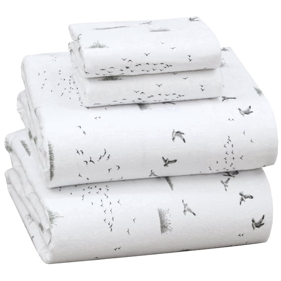 RUVANTI Flannel Sheets Queen Size - 100% Cotton Double Brushed Bed Sheets, Deep Pockets 16 Inches Queen Sheet Set, All Seasons Breathable & Extra Soft - Warm & Cozy, 4 Piece, Sky Ballet