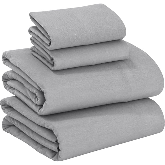 Ruvanti Flannel Sheets Queen Size - 100% Cotton Brushed Flannel Bed Sheet Sets - Deep Pockets 16 inches - All Seasons Breathable & Super Soft - Warm & Cozy - 4 Pcs - Light Gray